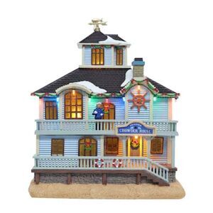 New in Box Carole Towne Cara's Chowder House Lighted Musical Village Scene